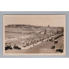 MAR DEL PLATA ANTIGUA TARJETA POSTAL PLAYA POPULAR Y RAMBLA BRISTOL